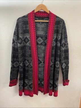 Icelandic design open long cardigan wool blend cottagecore oversized s